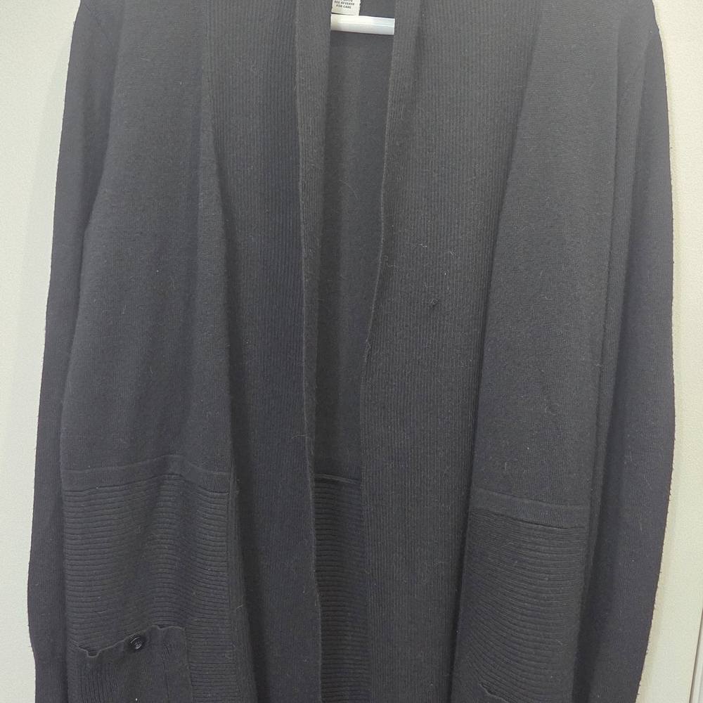 Magaschoni Black Men's Open-Front Knit Cardigan
